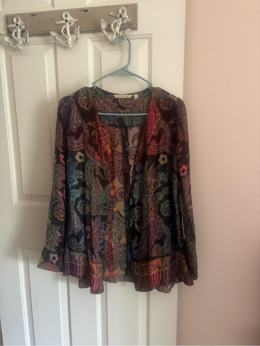 Soft Surroundings Multicolor Paisley Sheer Swing Top
